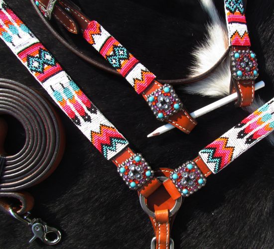 Tribal Beaded 4pc Tack Set