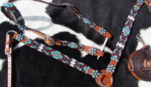 Turquoise Beaded One Ear Tack Set