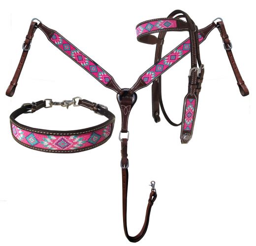 Pink Navajo Beaded Tack Set