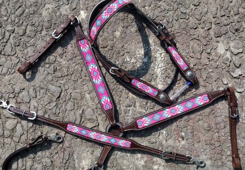 Pink Navajo Beaded Tack Set