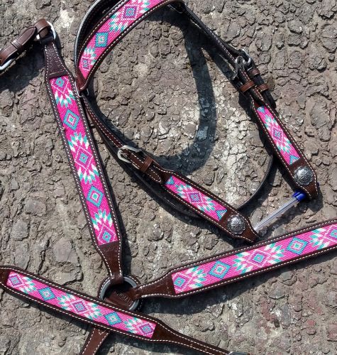 Pink Navajo Beaded Tack Set