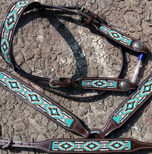 Teal Navajo Beaded Tack Set