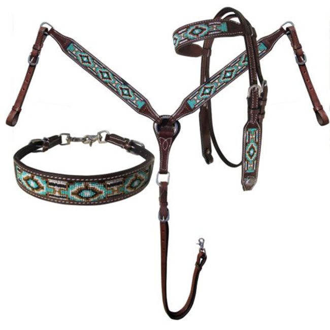 Teal Navajo Beaded Tack Set