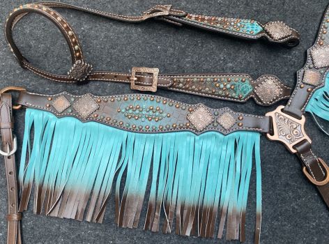 Teal/Brown Ombre Tack Set