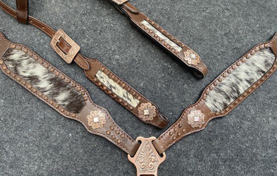 Black/White Cowhide Tack Set