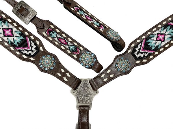 Pink/Teal Beaded Tack Set