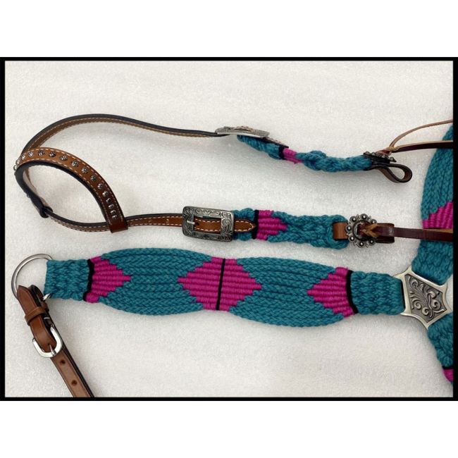 Teal/Pink Mohair Tack Set