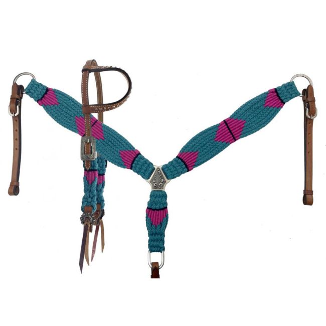 Teal/Pink Mohair Tack Set
