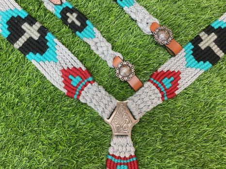 Turquoise Cross Mohair Tack Set