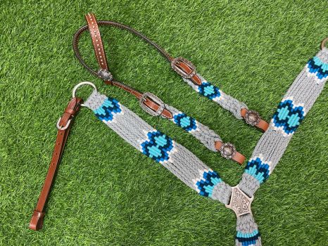 Gray/Blue Mohair Tack Set