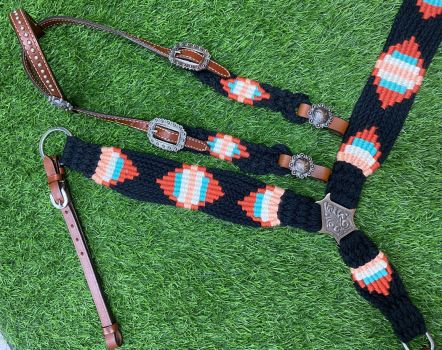 Black/Burnt Red Mohair Tack Set