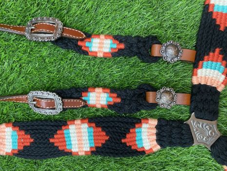 Black/Burnt Red Mohair Tack Set