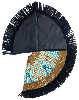 Cowhide Leather Christmas Tree Skirt - Acid Wash/Aztec Inlay