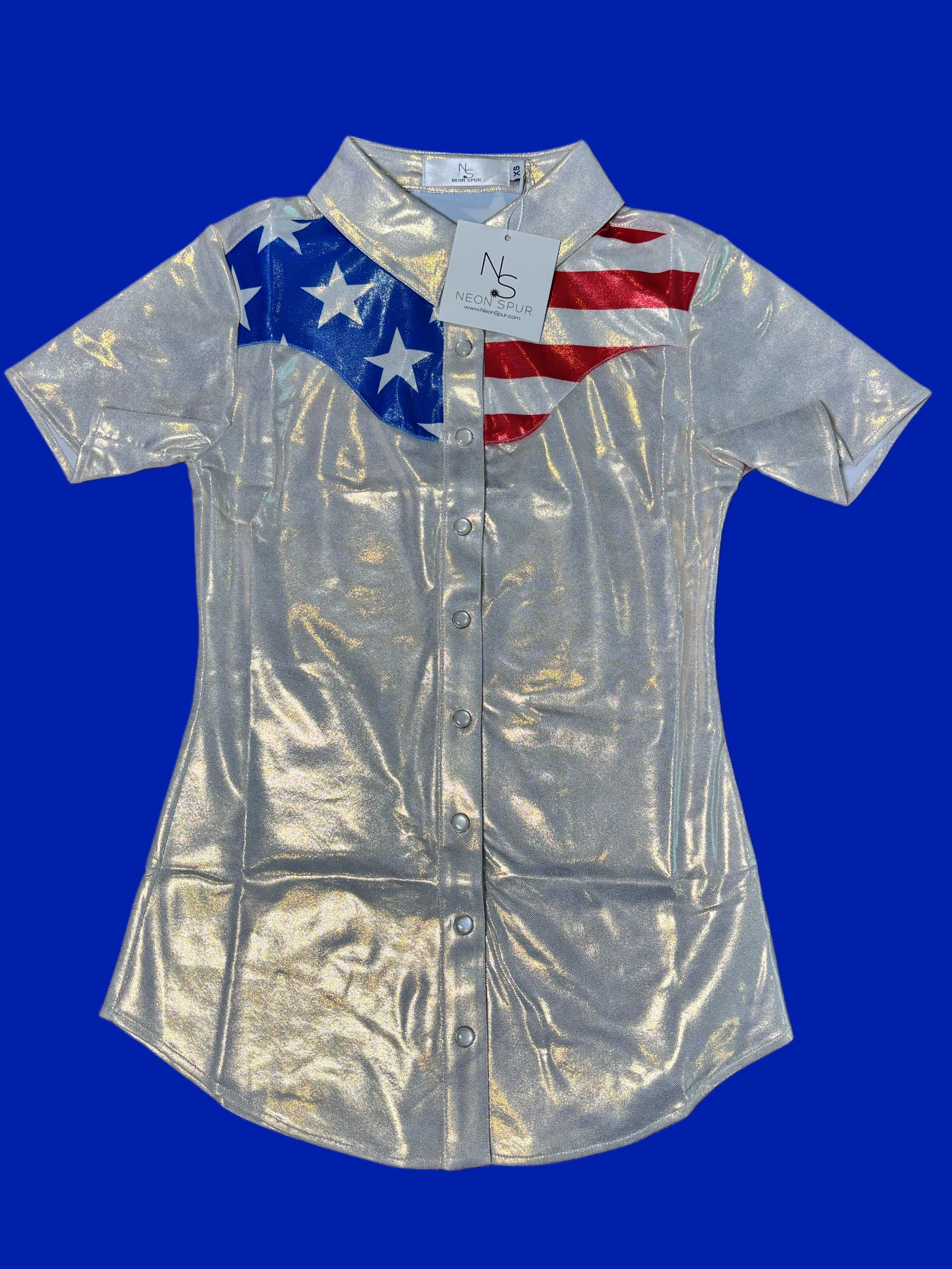 Girls Patriot Pearl Snap Jackpot Rodeo Shirt