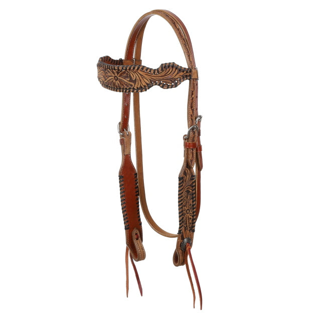 Tooled Flowers Black Stitch Tack Set