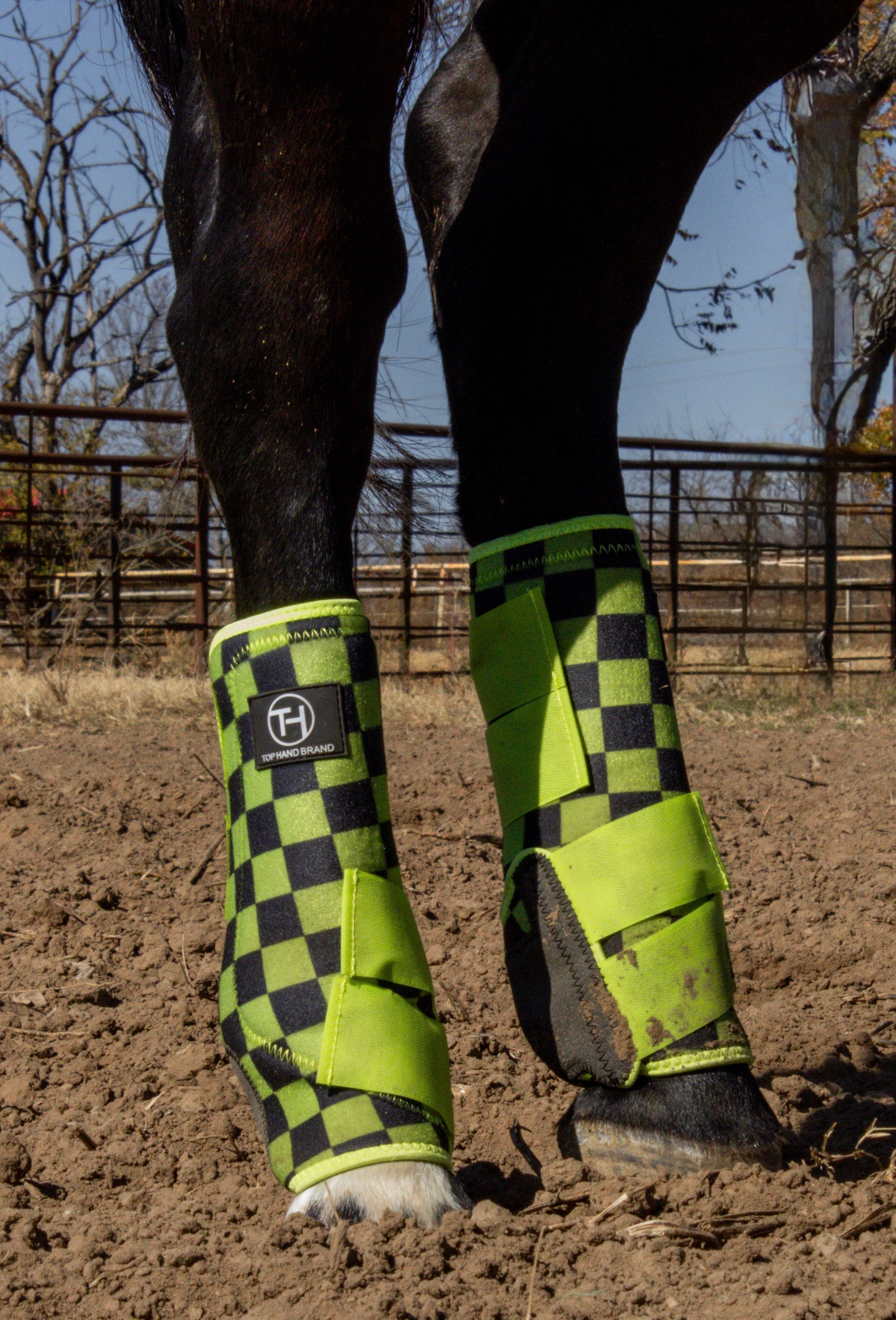Lime/Black Checkered Sport Boots