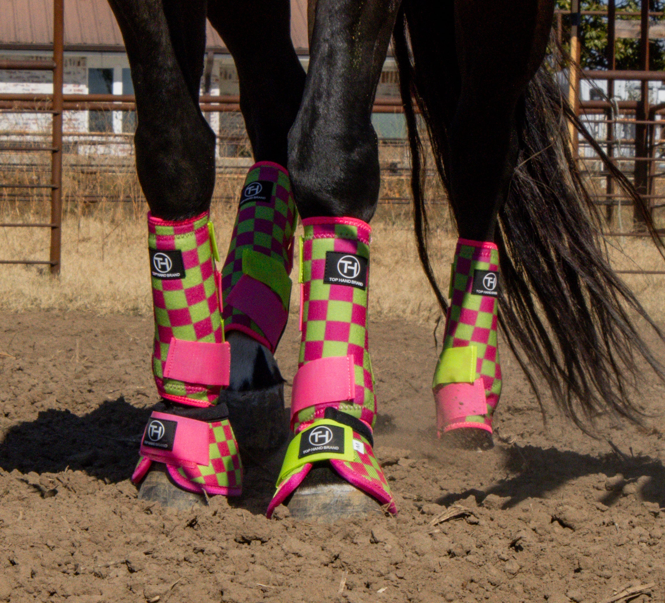 Lime/Pink Checkered Sport Boots