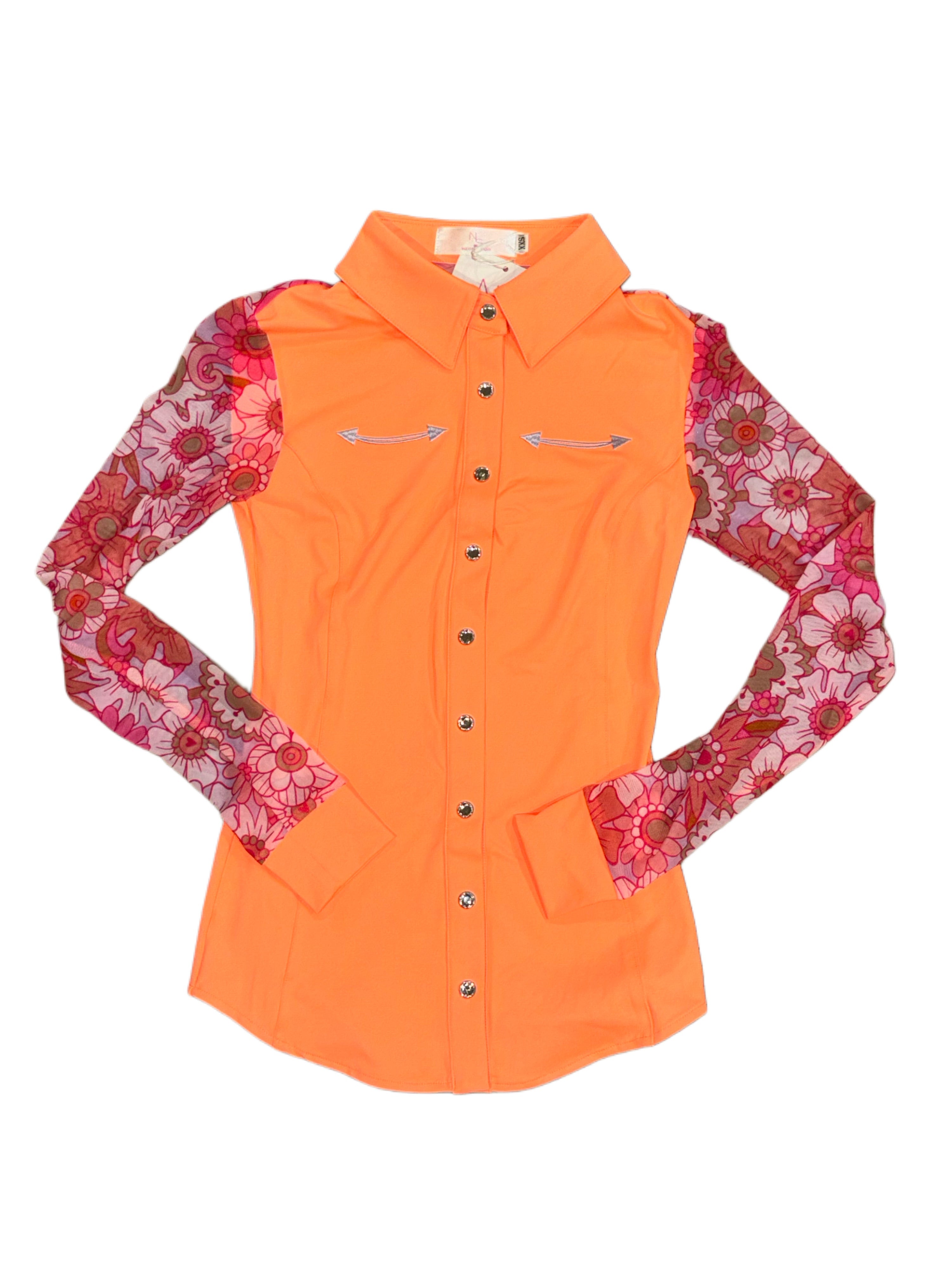 AeroTEQ Girls Wildflower Fever Mesh Pearl Snap Rodeo Shirt