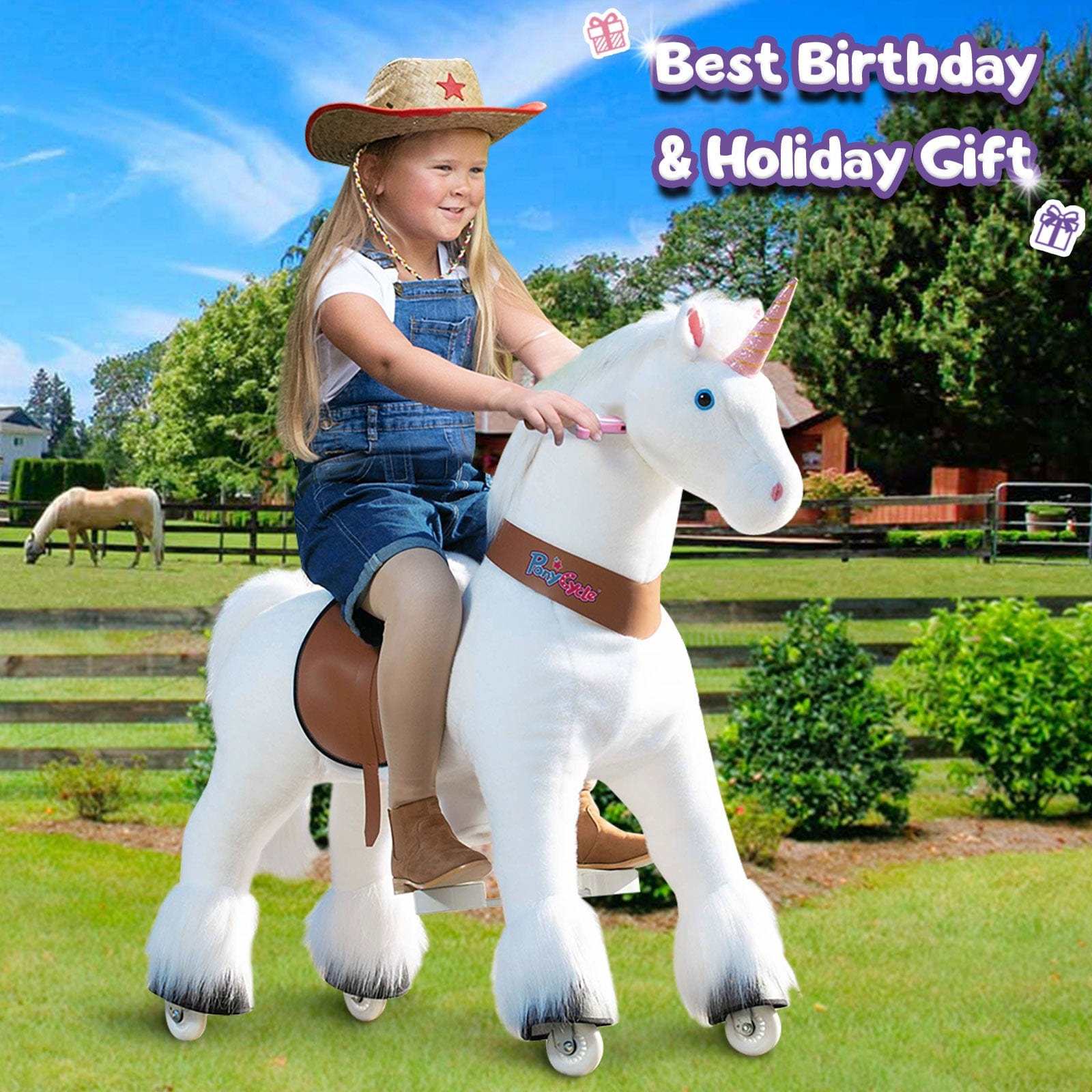 PonyCycle® Unicorn Large Riding Unicorn White