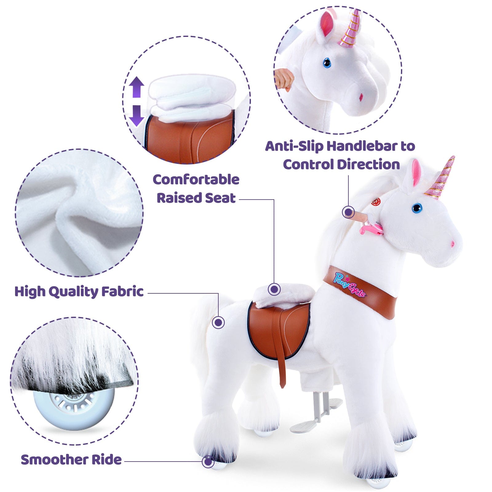 PonyCycle® Unicorn Large Riding Unicorn White