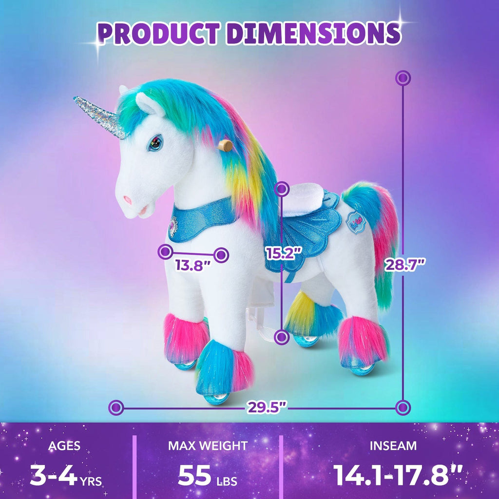 Model Y® Rainbow Unicorn Rideable Toy for Age 3-4