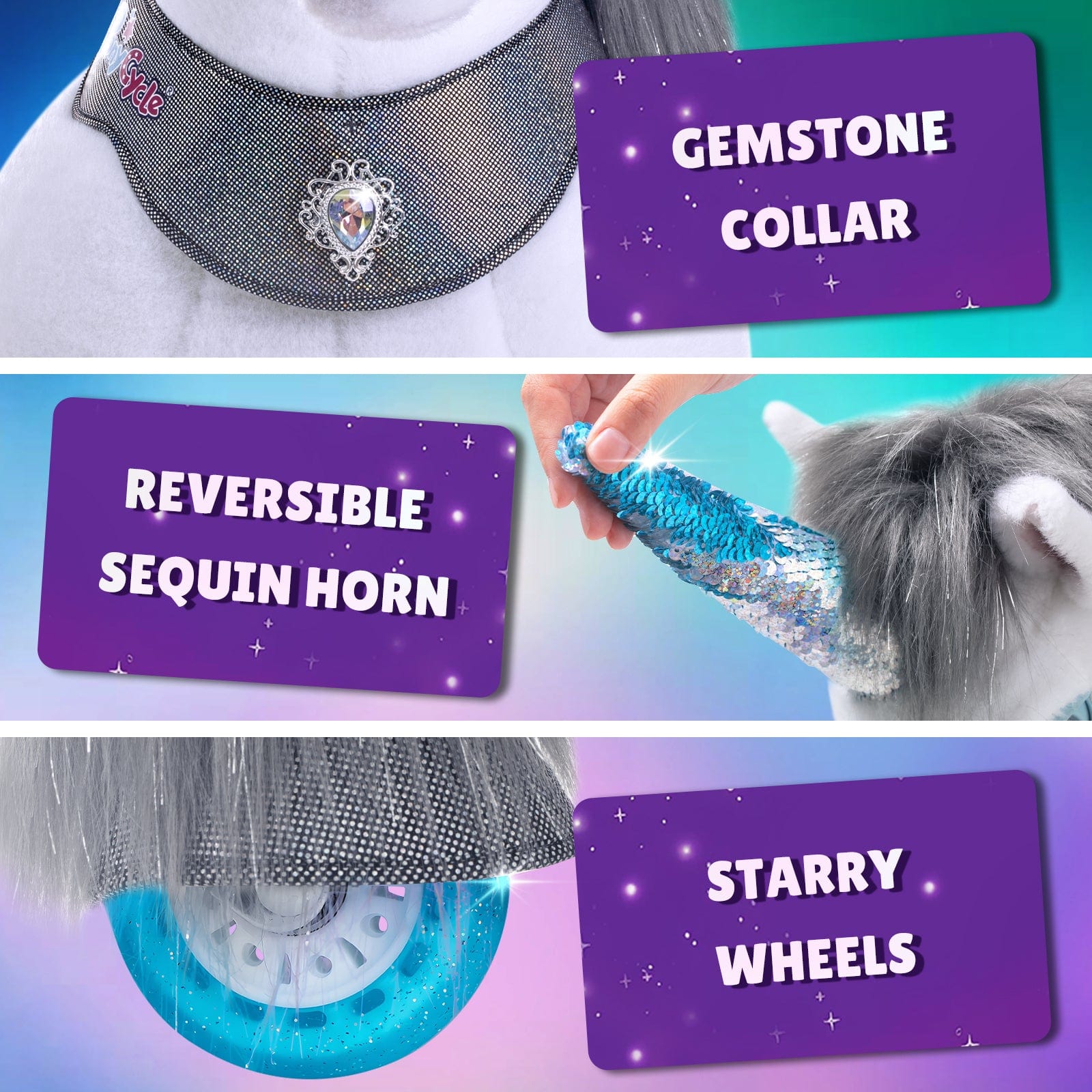 Model Y® Grey Unicorn Rideable Toy for Age 3-4