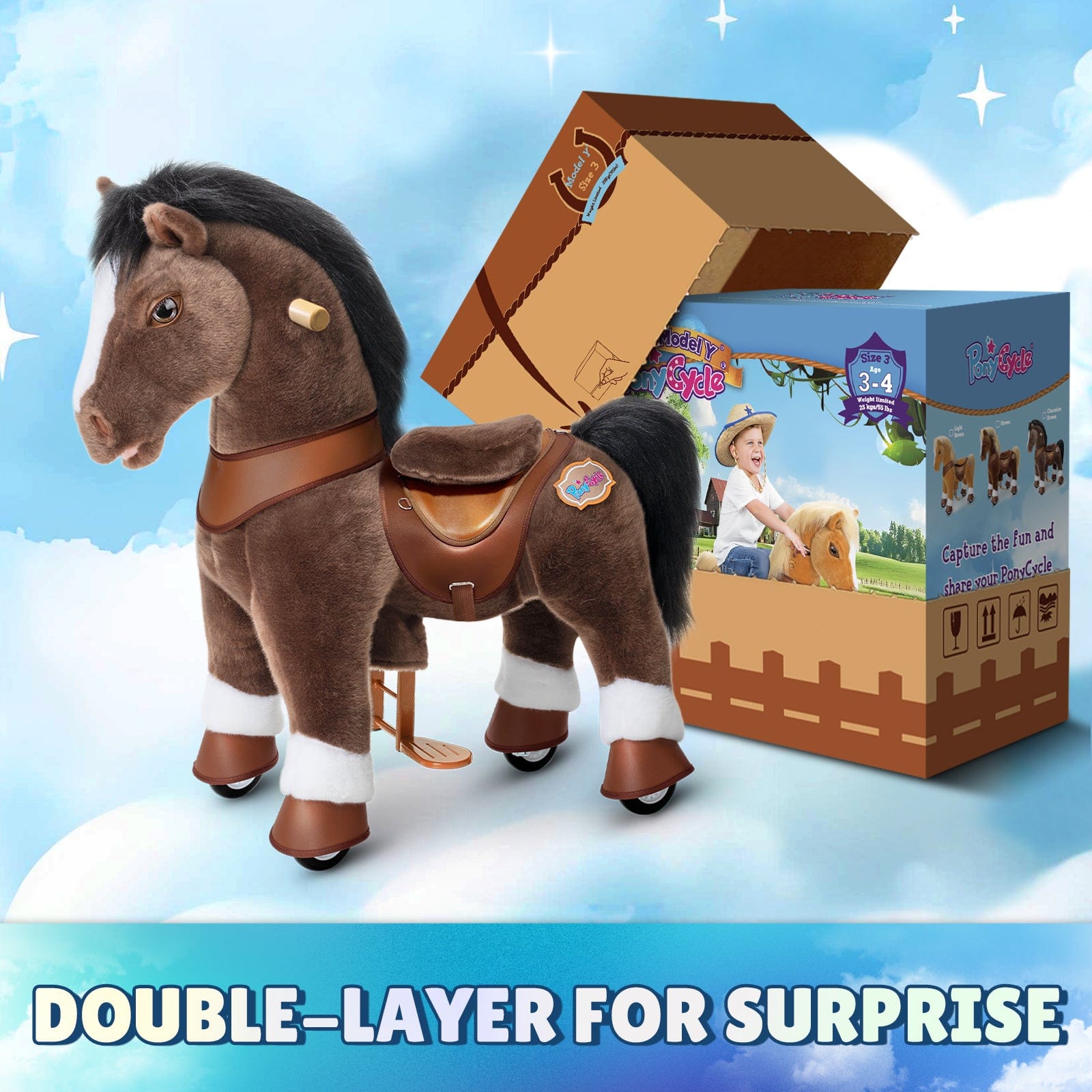 Model Y® Chocolate Brown Horse Rideable Toy for Age 3-4