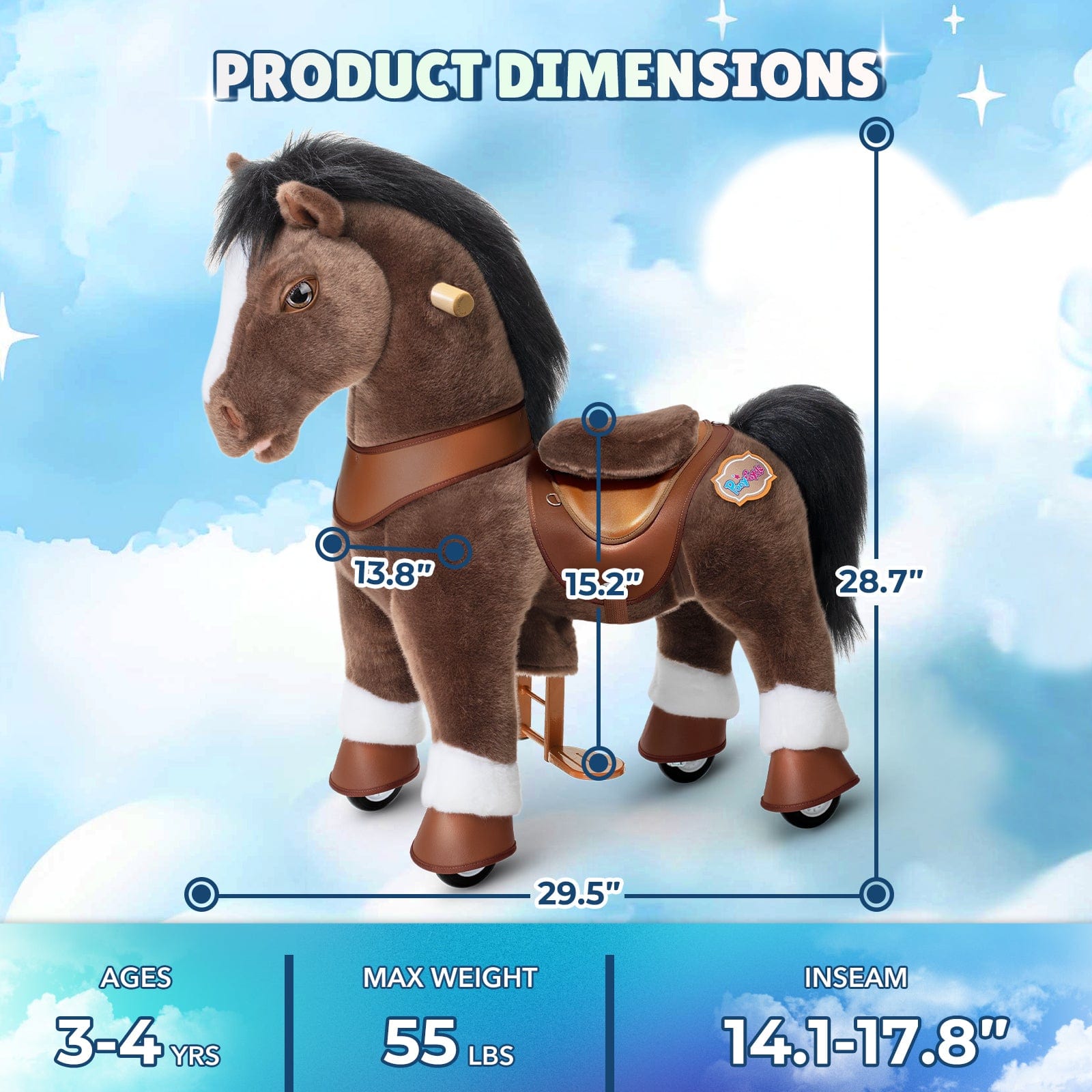 Model Y® Chocolate Brown Horse Rideable Toy for Age 3-4