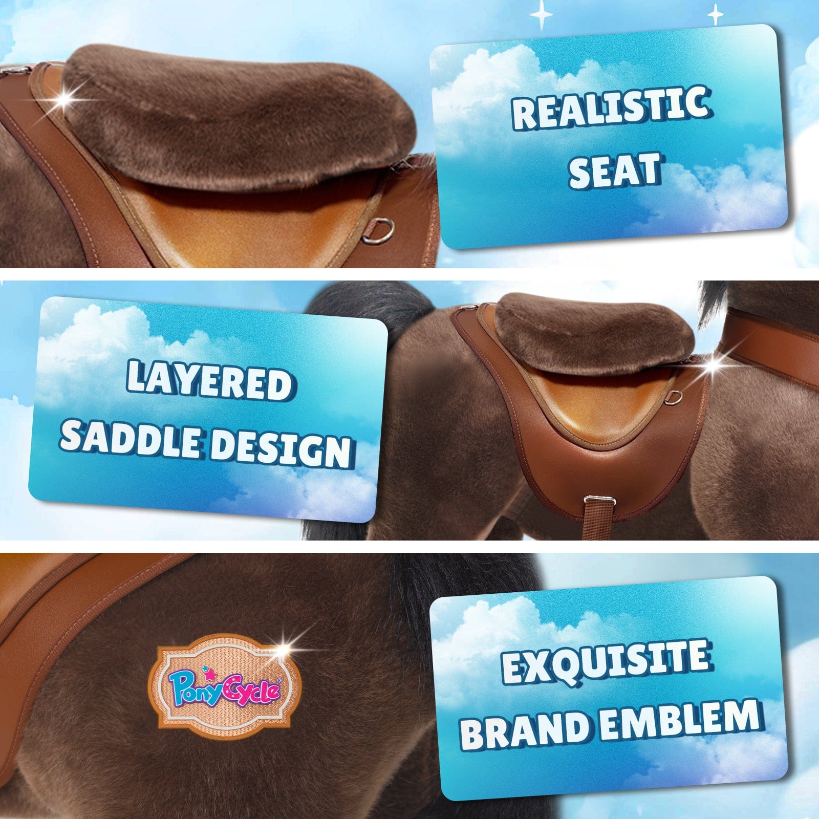 Model Y® Chocolate Brown Horse Rideable Toy for Age 4-7