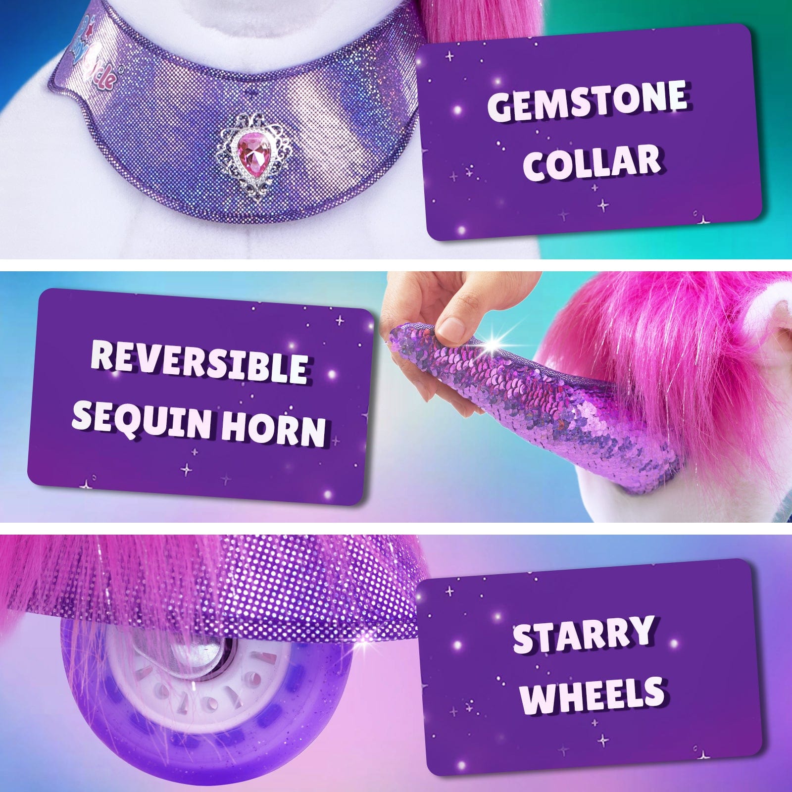 Model Y® Pink/Purple Unicorn Rideable Toy for Age 3-4