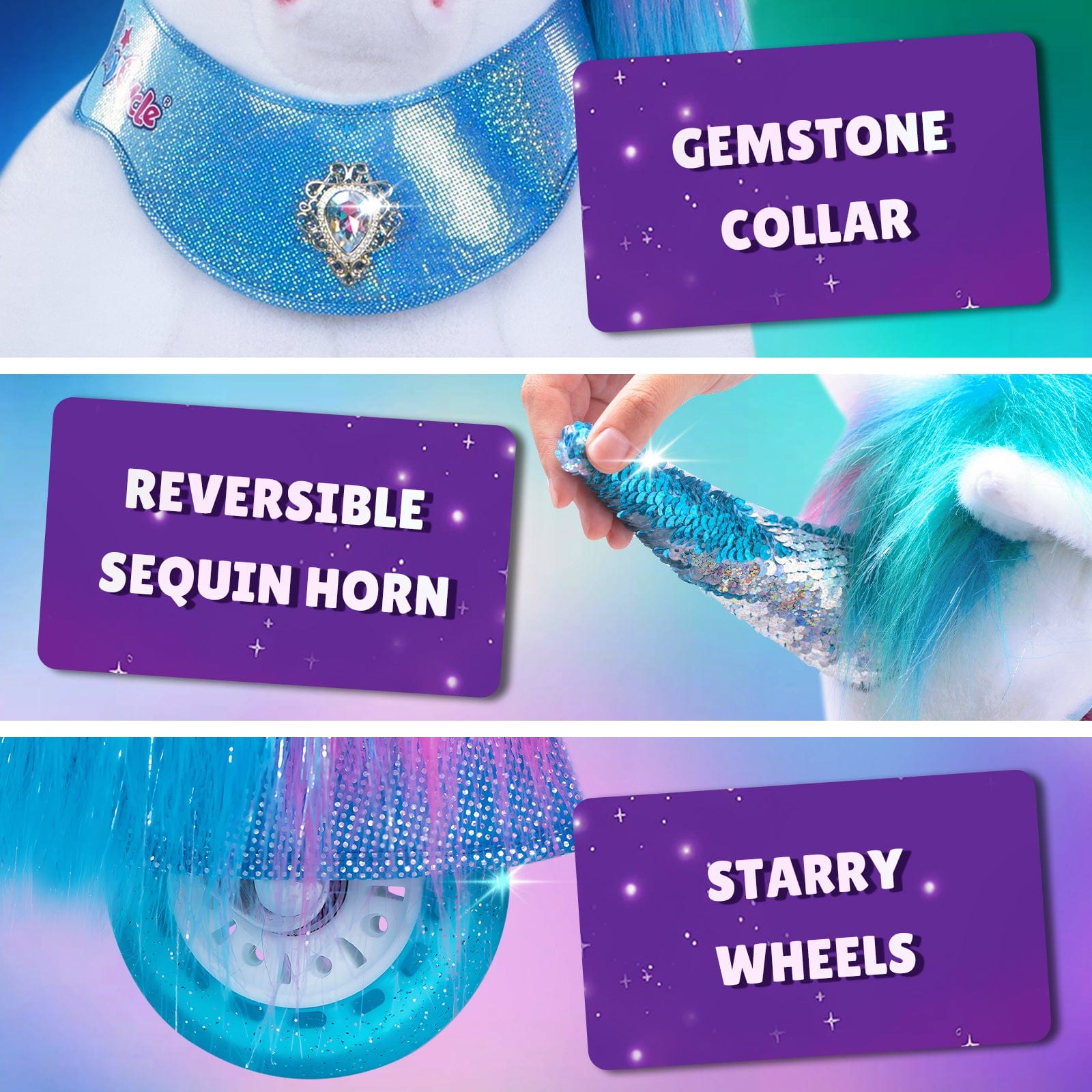 Model Y® Rainbow Unicorn Rideable Toy for Age 4-7