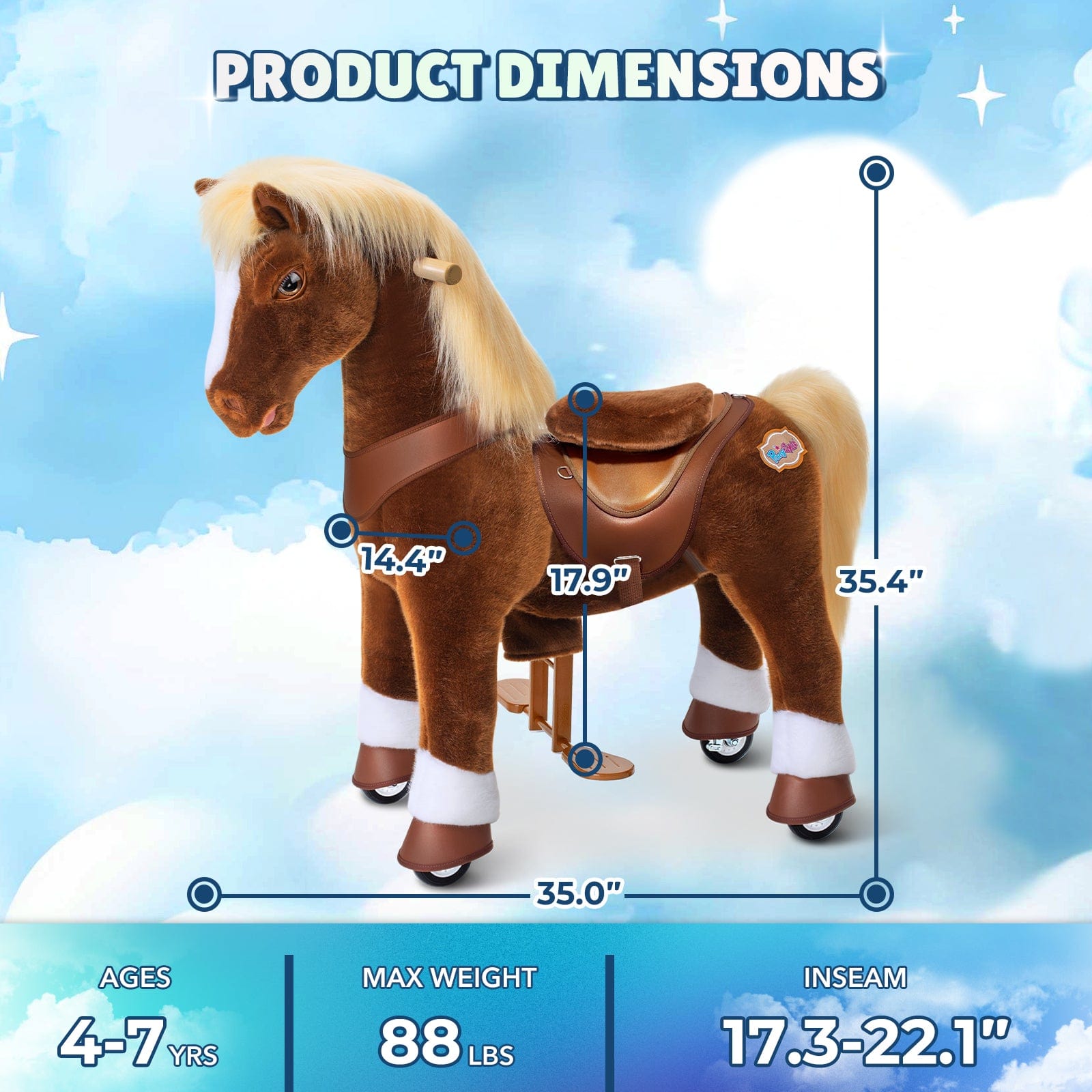 Model Y® Brown Horse Rideable Toy for Age 4-7